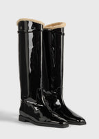 Shearling riding boots black/beige