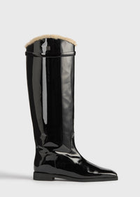 Shearling riding boots black/beige