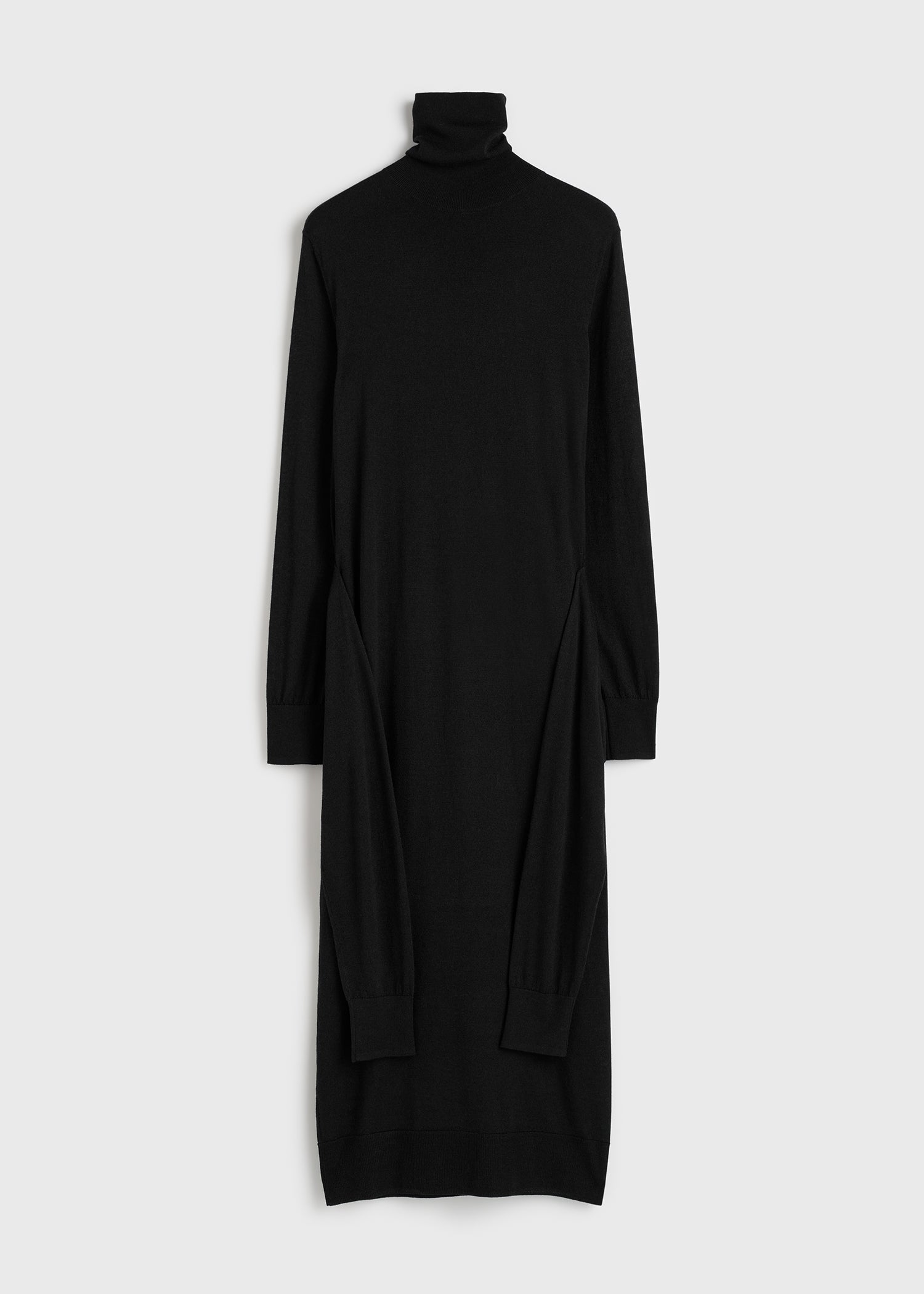 Double-sleeve turtleneck dress black
