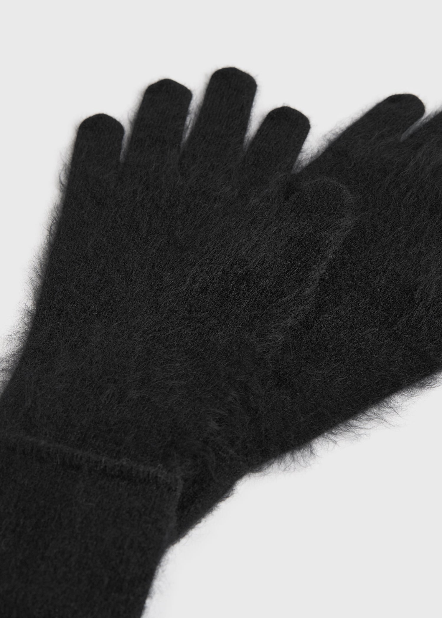 Brushed cashmere gloves black
