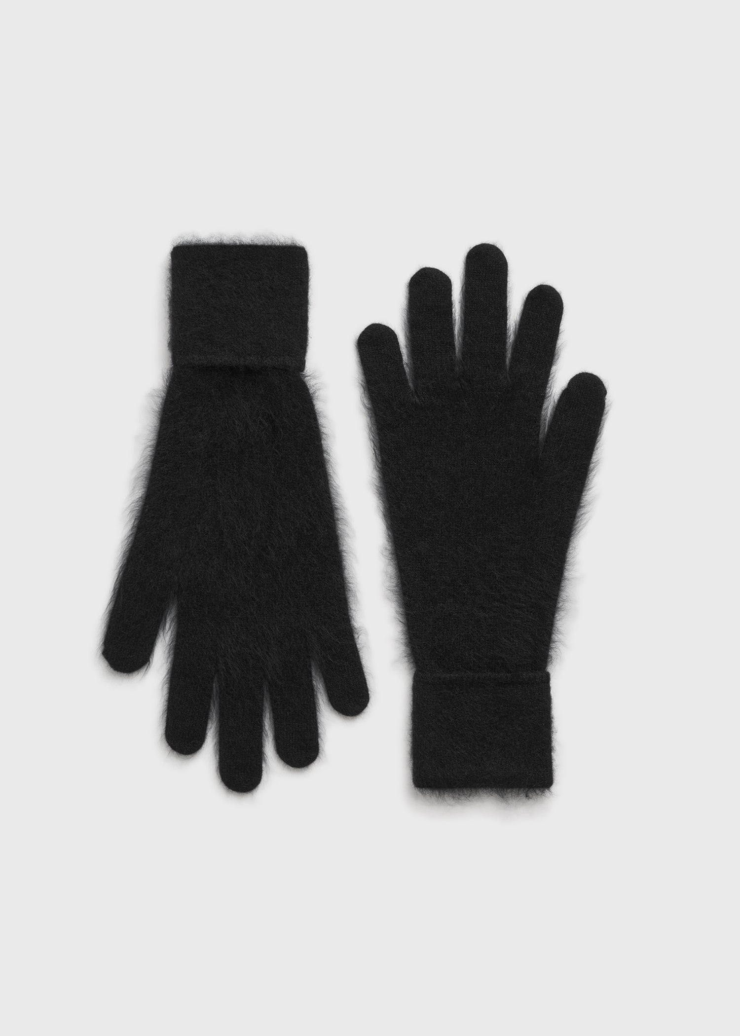 Brushed cashmere gloves black