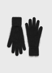 Brushed cashmere gloves black