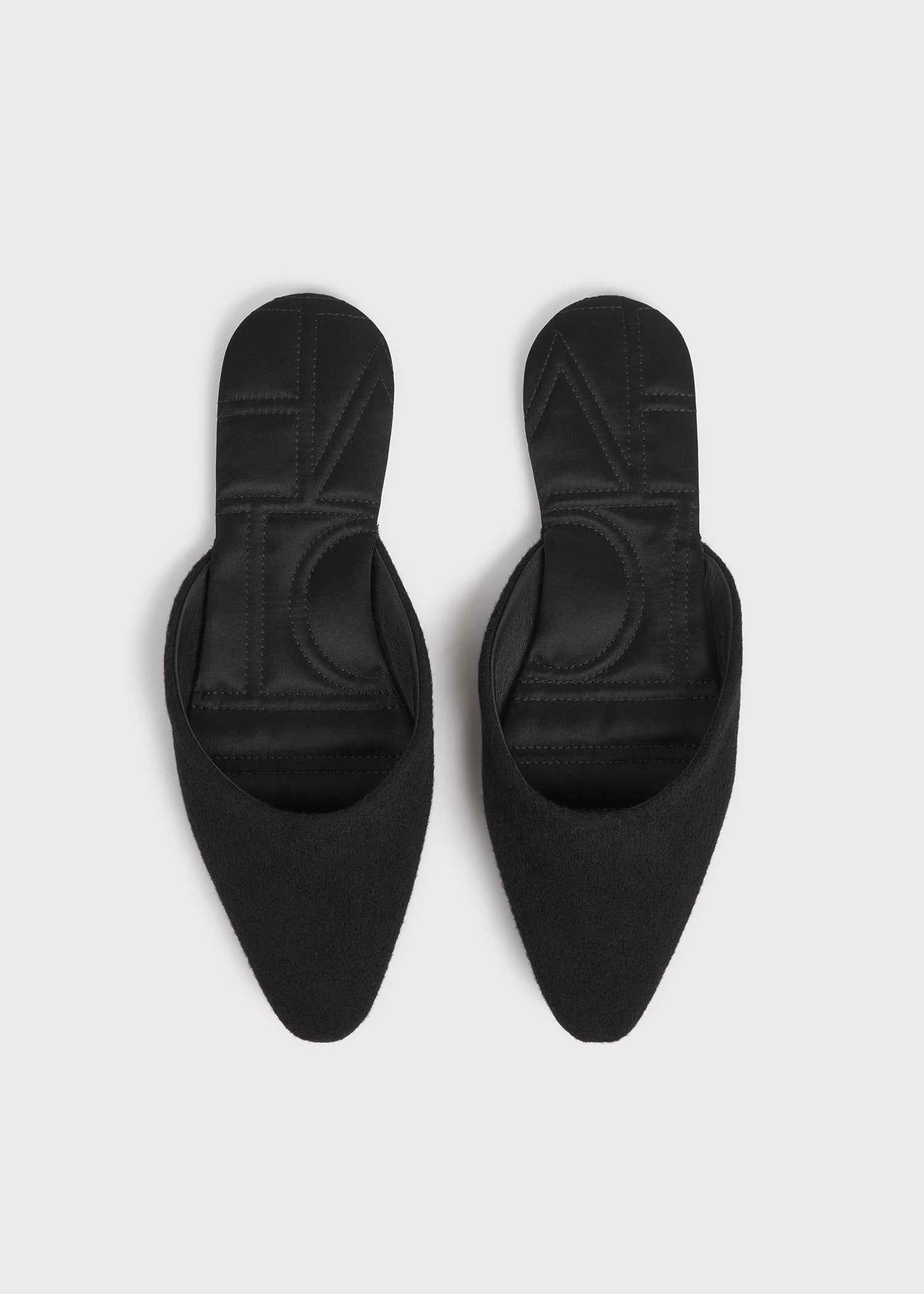 Wool-cashmere lounge slippers black