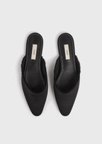 Frayed satin lounge slippers black