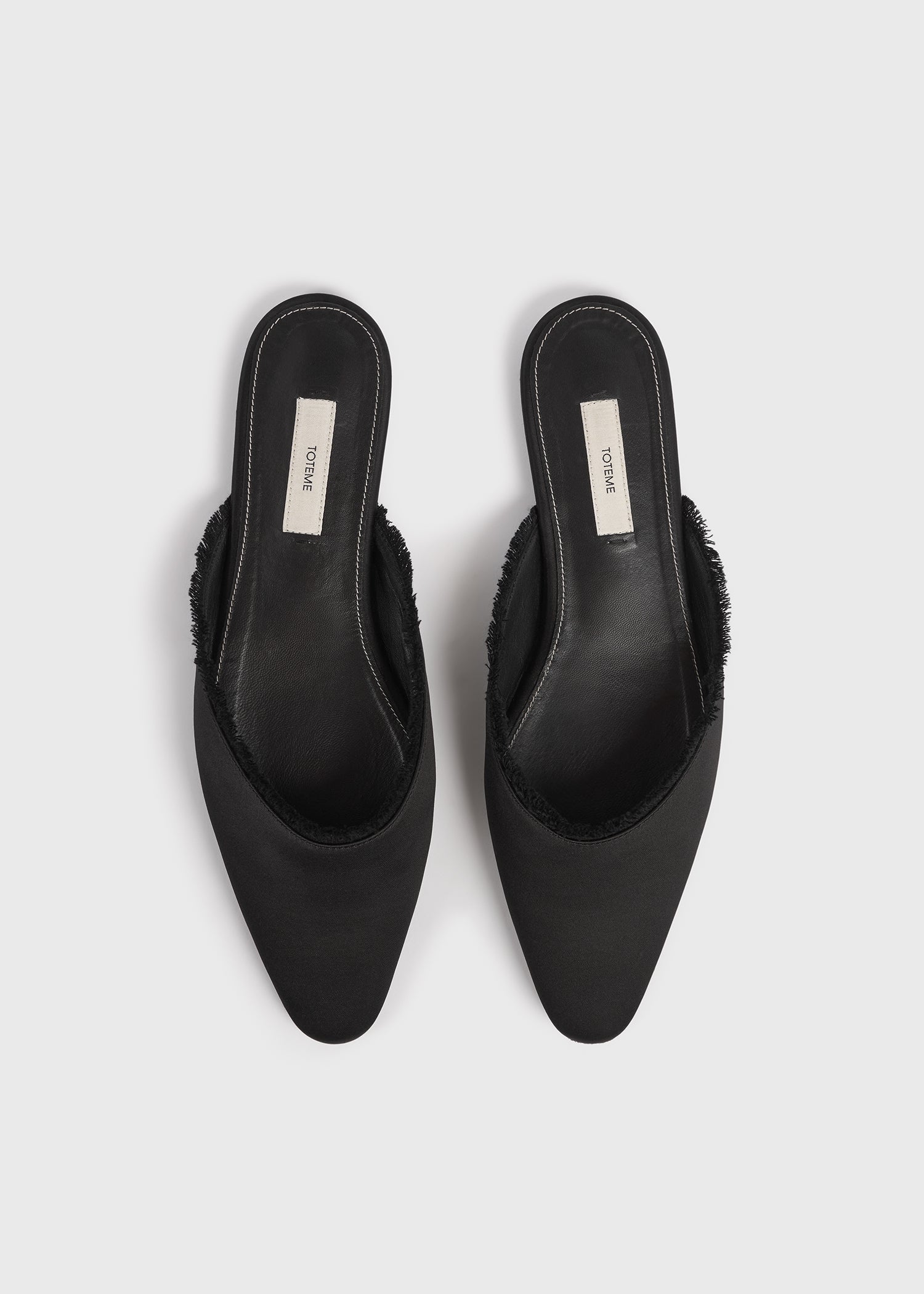Frayed satin lounge slippers black