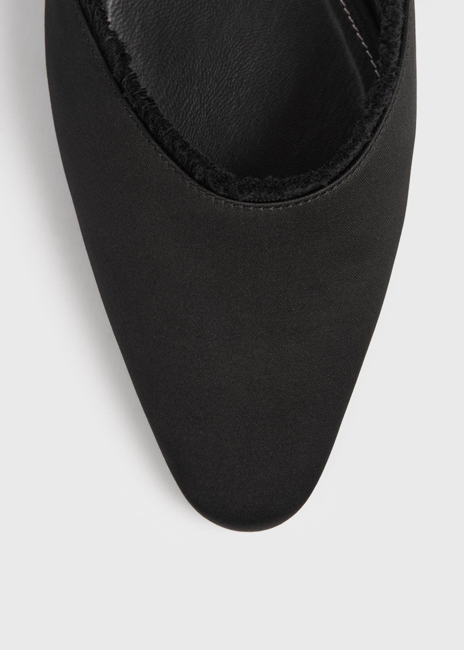 Frayed satin lounge slippers black