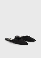 Frayed satin lounge slippers black