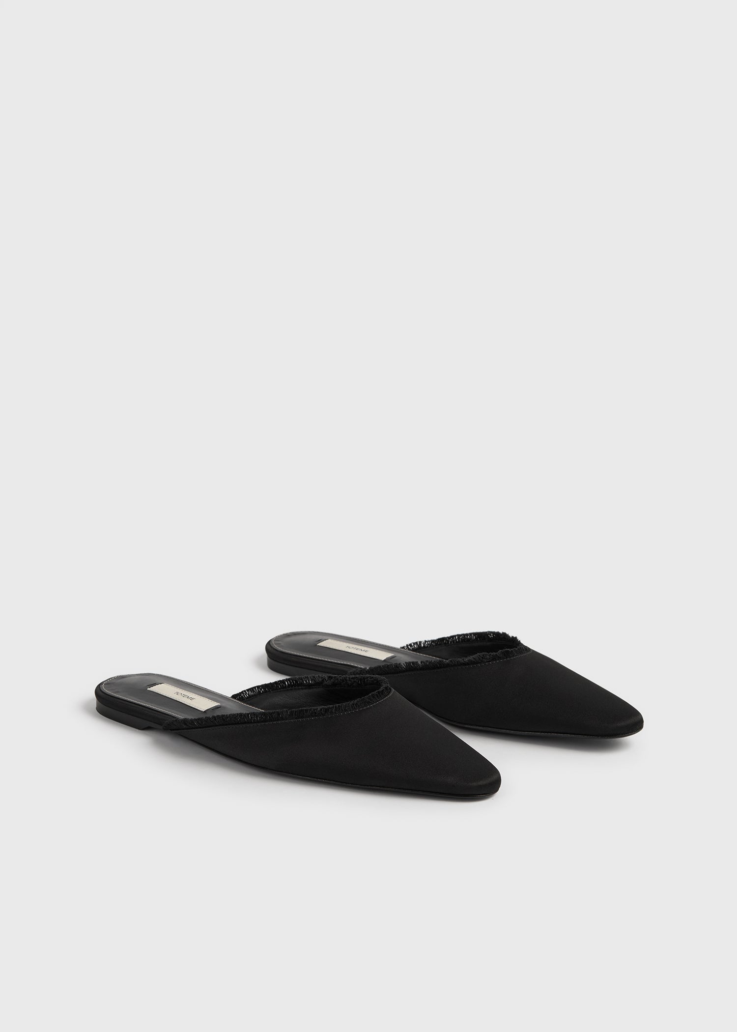 Frayed satin lounge slippers black