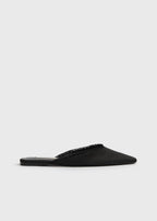 Frayed satin lounge slippers black