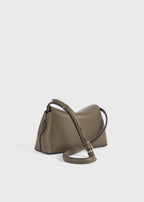 T-lock grained-leather clutch dark taupe