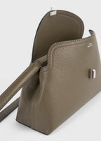 T-lock grained-leather clutch dark taupe