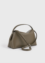 T-lock grained-leather top handle dark taupe