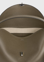 T-lock grained-leather top handle dark taupe