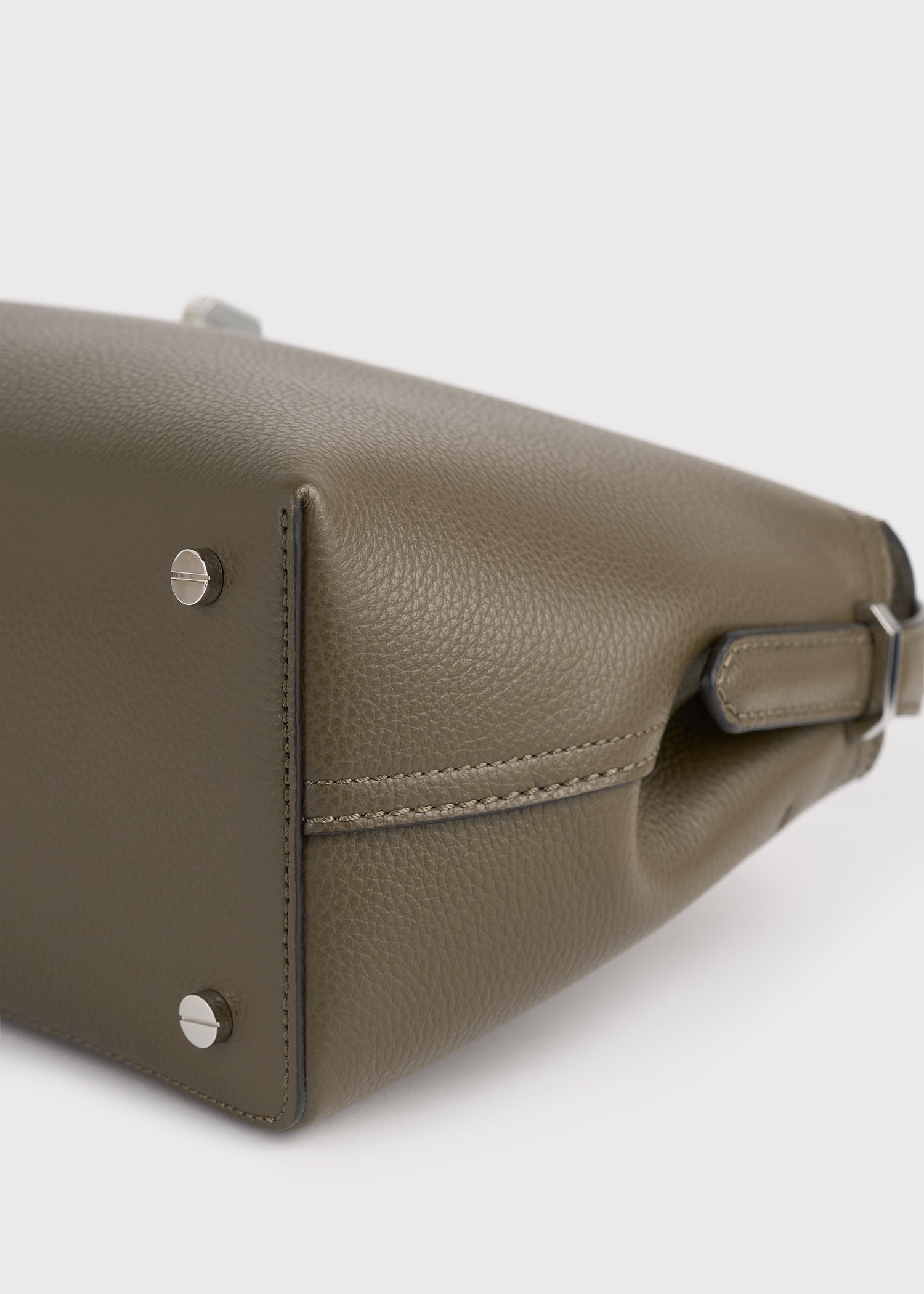 T-lock grained-leather top handle dark taupe