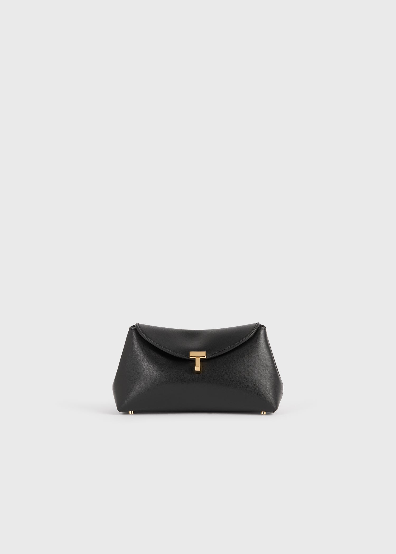 Mini T-lock leather clutch black