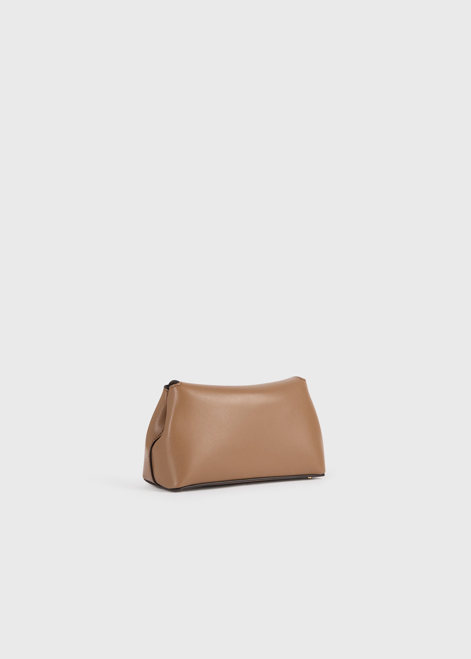 Mini T-lock leather clutch camel