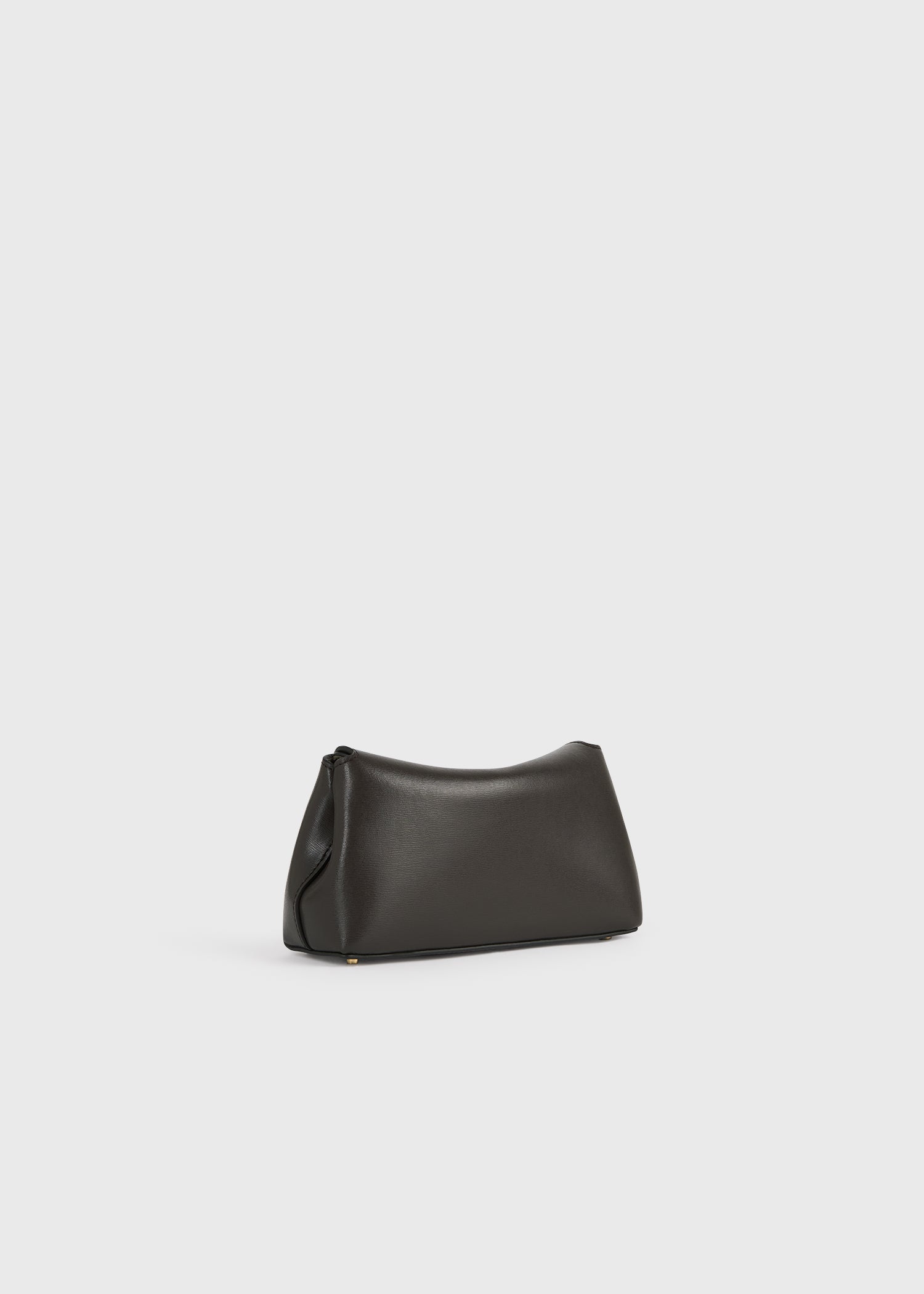 Mini T-lock leather clutch bark – TOTEME