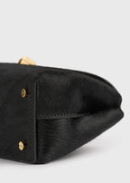 Mini T-lock pony hair clutch black