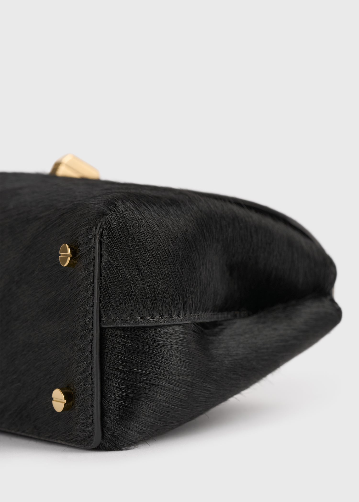 Mini T-lock pony hair clutch black