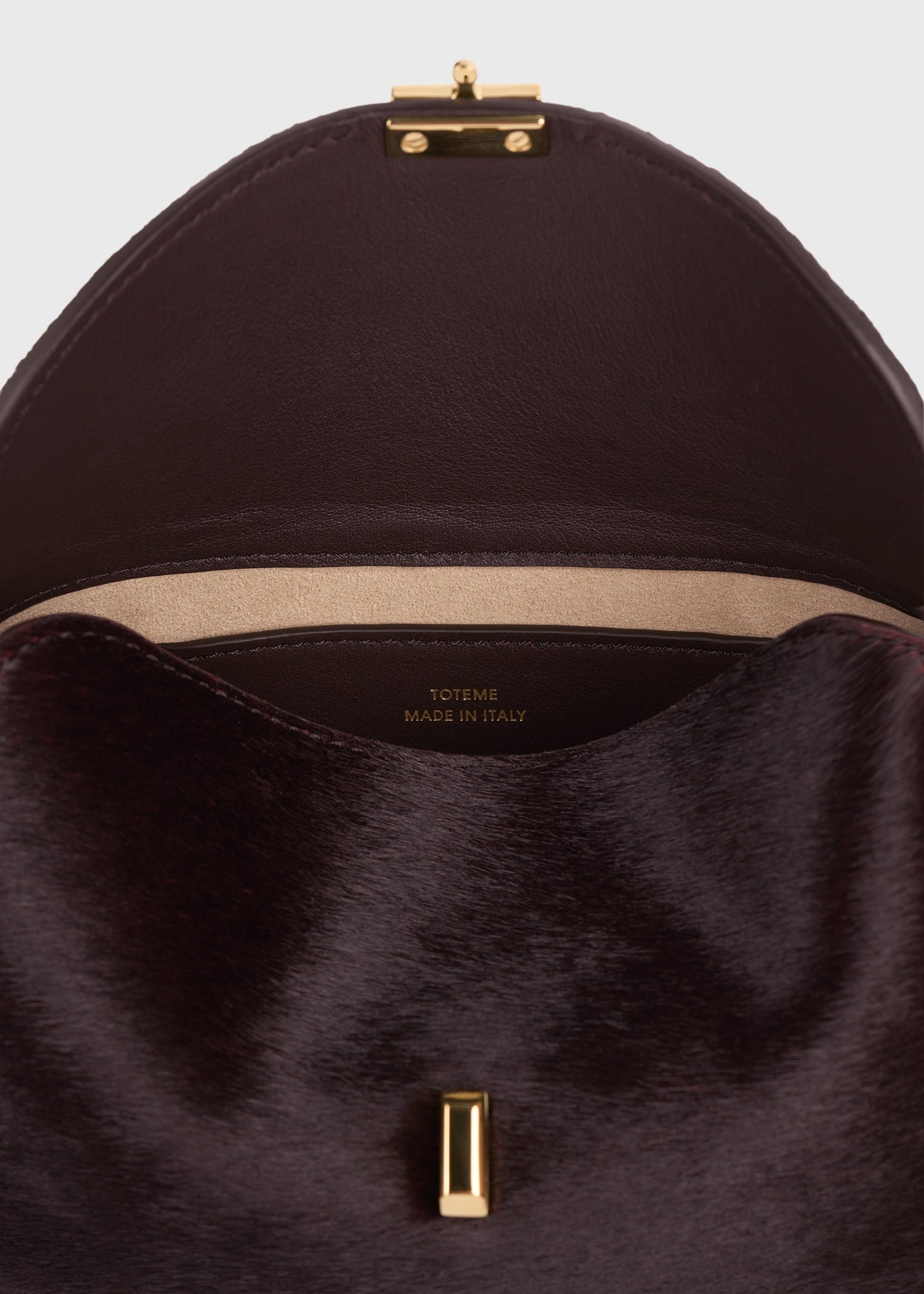 Mini T-lock pony hair clutch wine