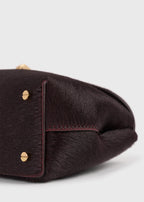 Mini T-lock pony hair clutch wine