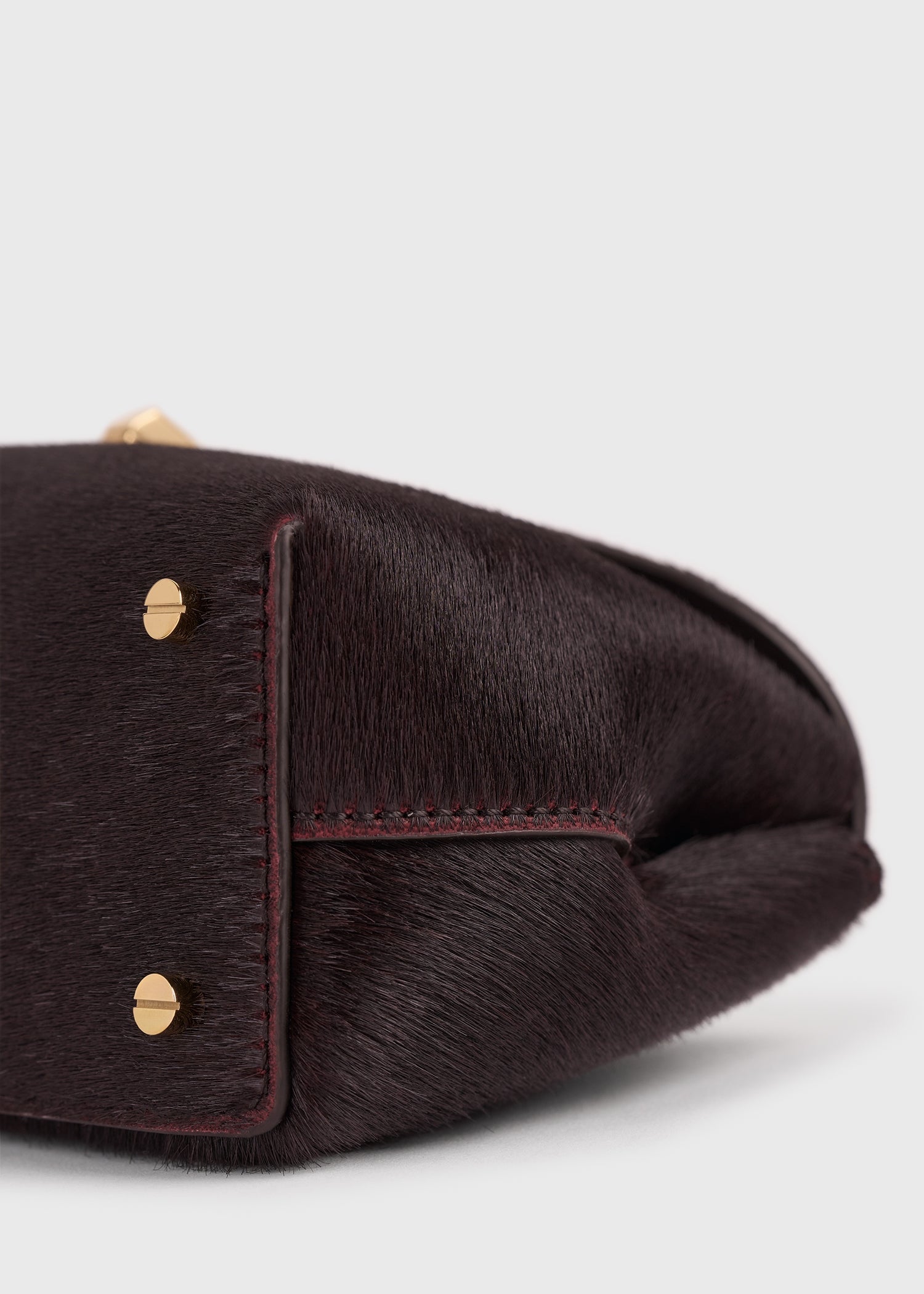 Mini T-lock pony hair clutch wine