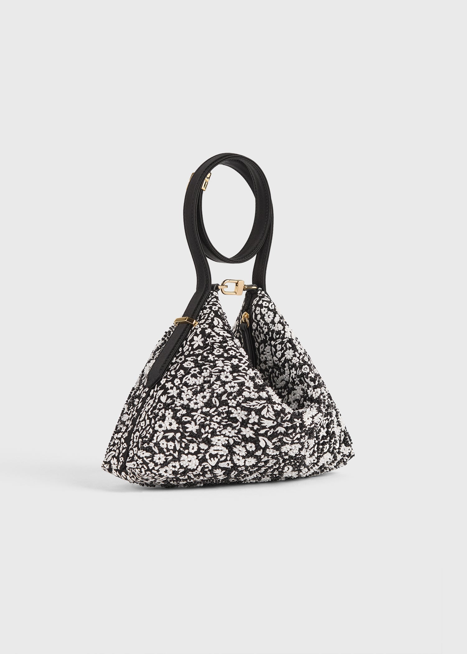 Bevel floral wristlet black/white