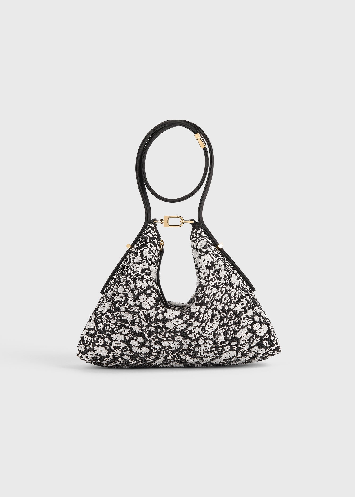 Bevel floral wristlet black/white