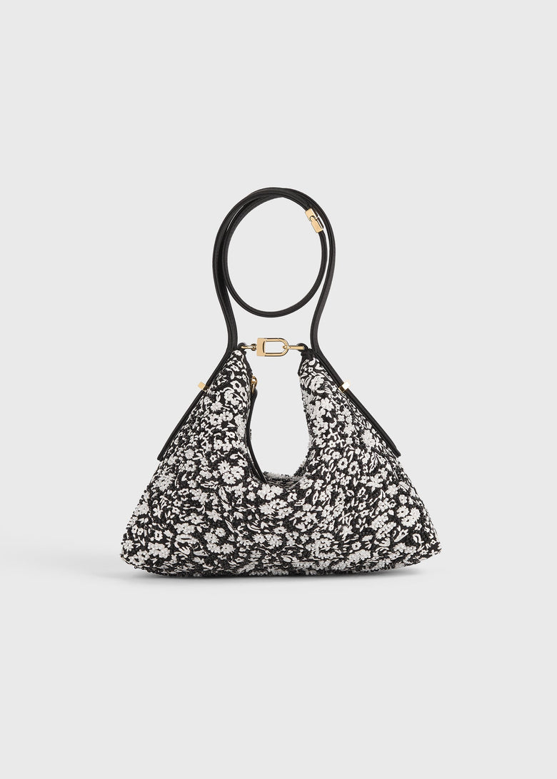 Bevel floral wristlet black/white