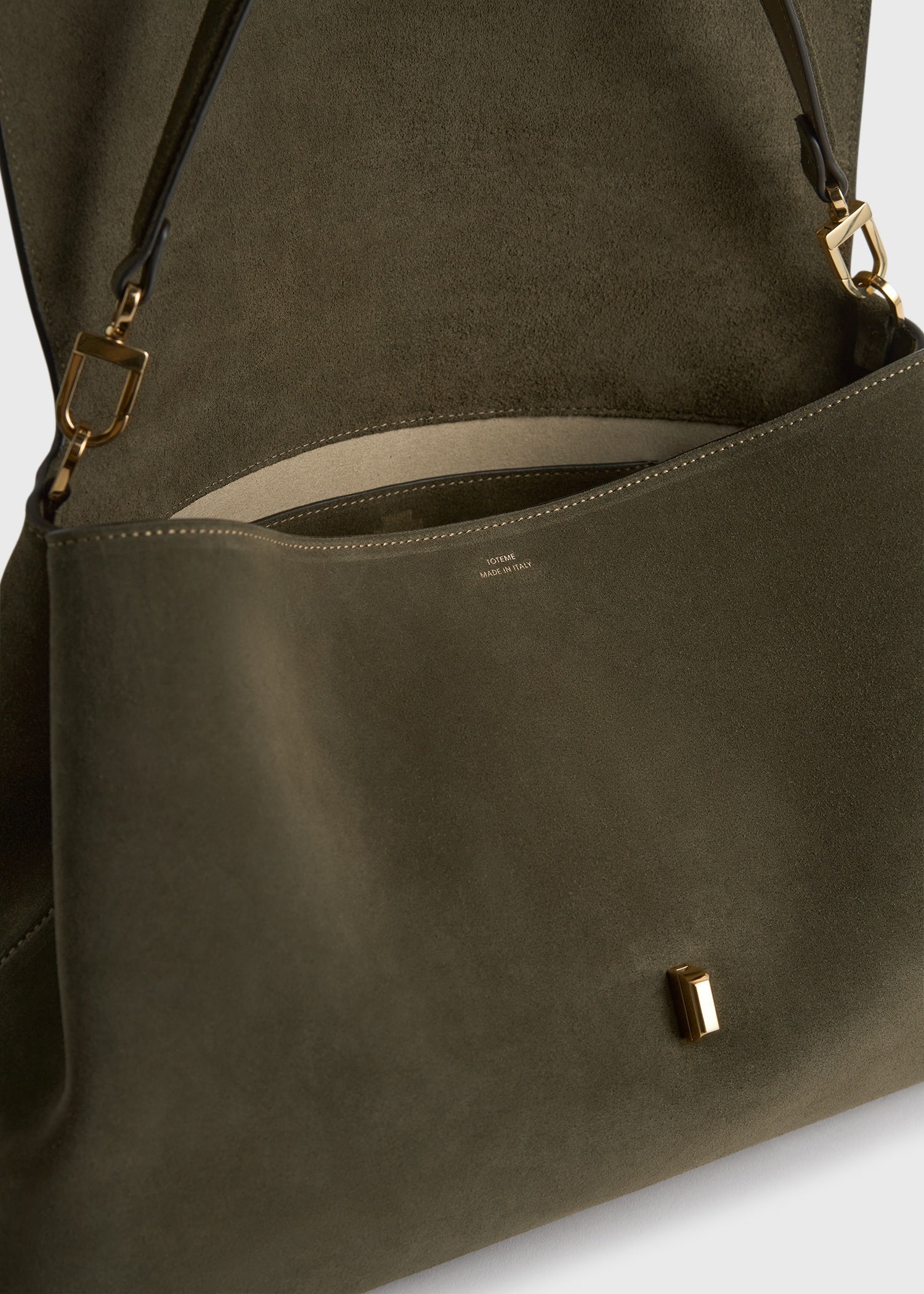 T-lock suede satchel dark taupe
