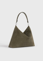 Medium Bevel cord-suede bag dark taupe