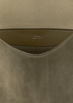 Medium Bevel cord-suede bag dark taupe
