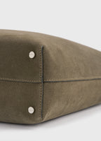 Medium Bevel cord-suede bag dark taupe