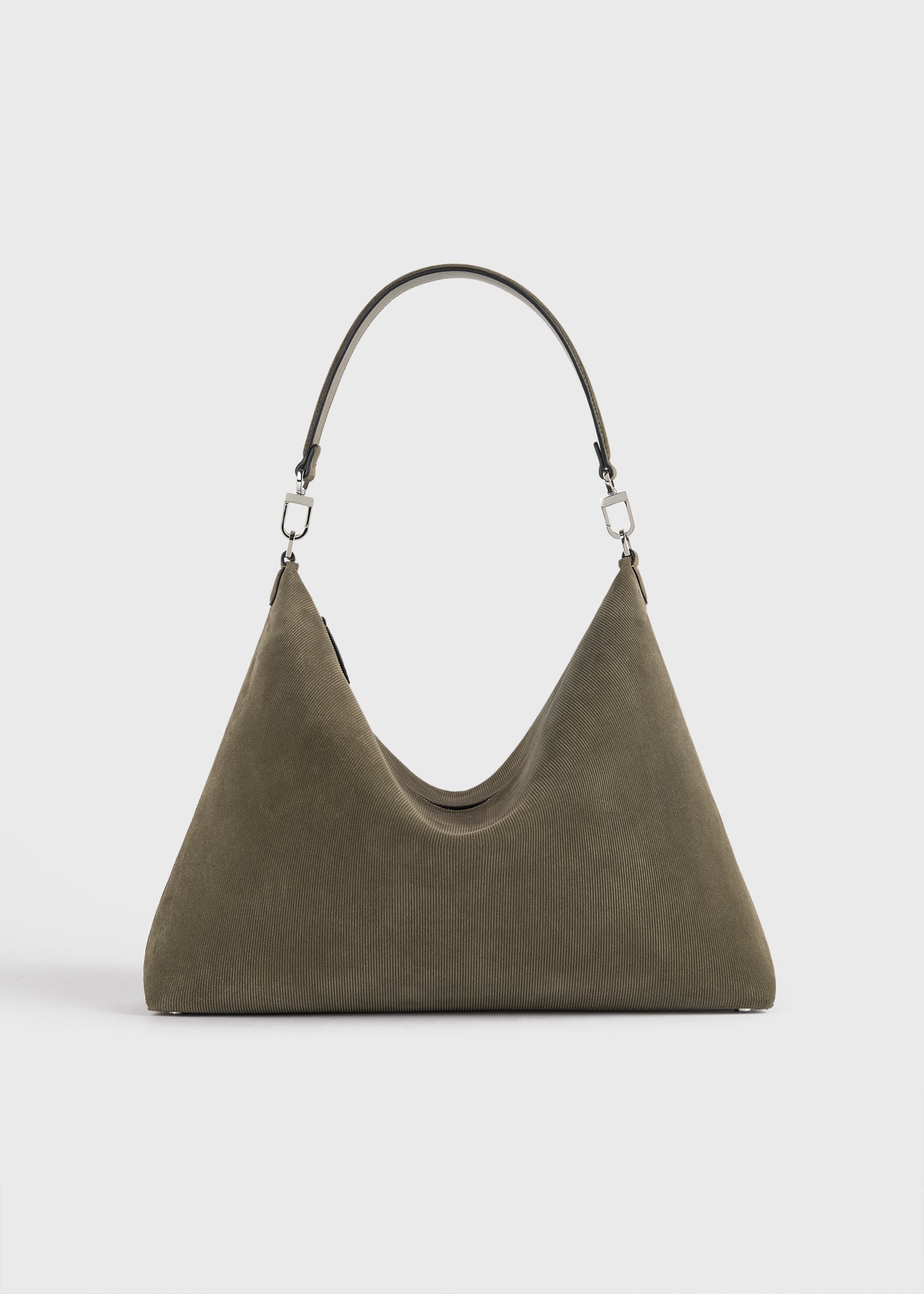Medium Bevel cord-suede bag dark taupe