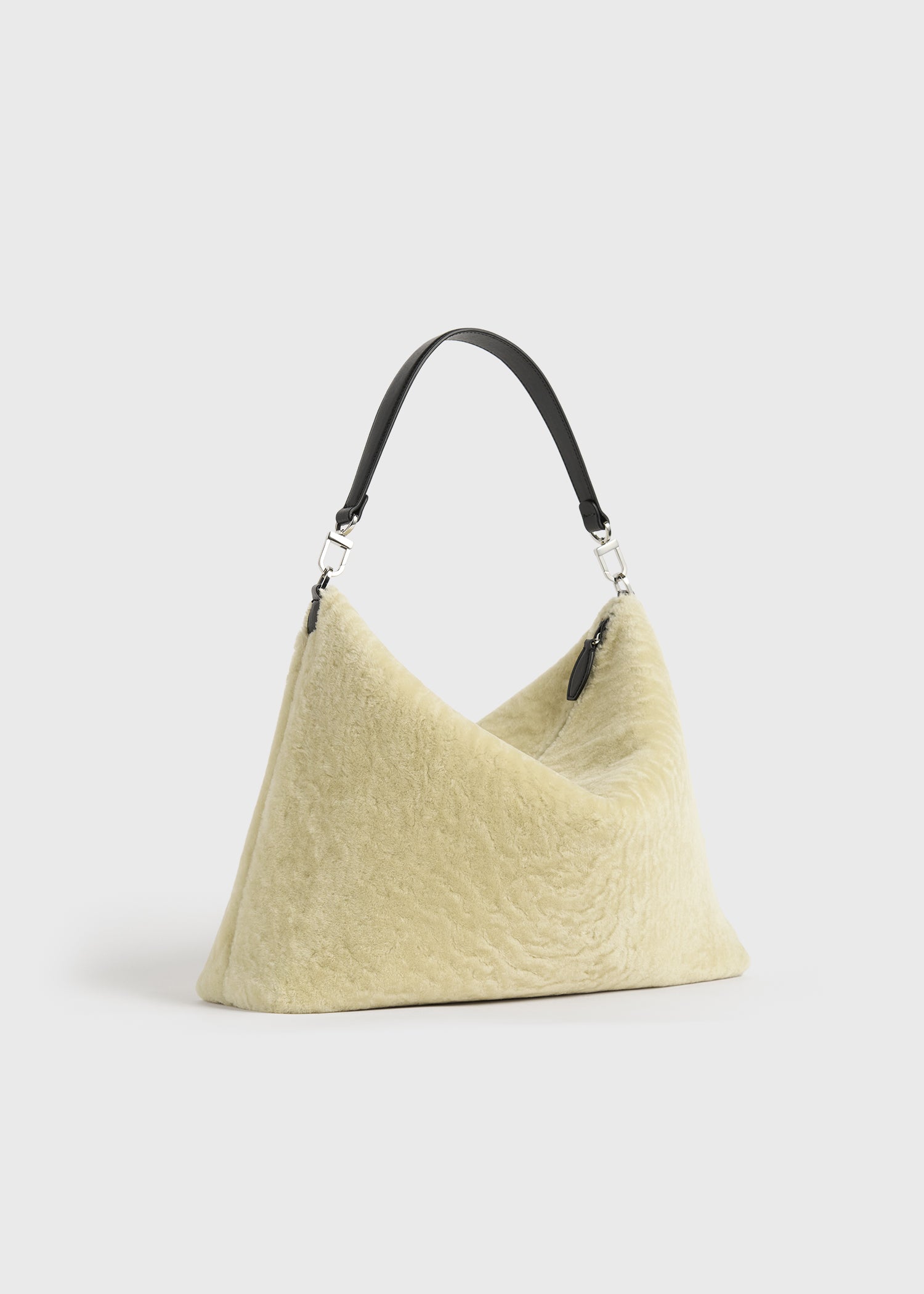 Medium Bevel shearling bag beige