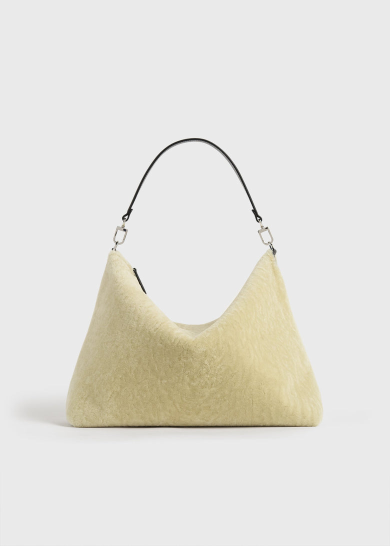 Medium Bevel shearling bag beige