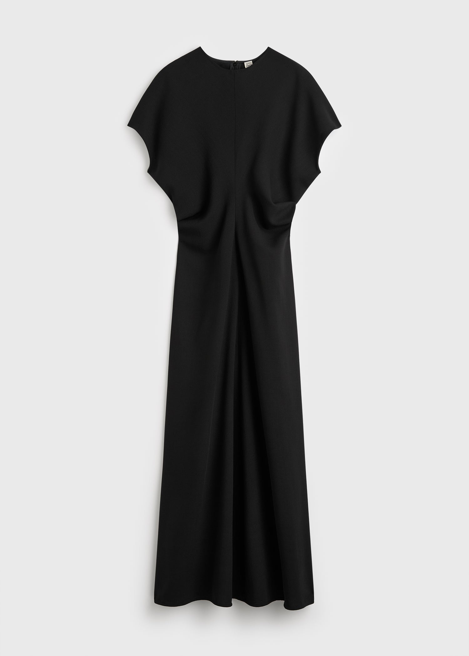 Slouch waist wool dress black