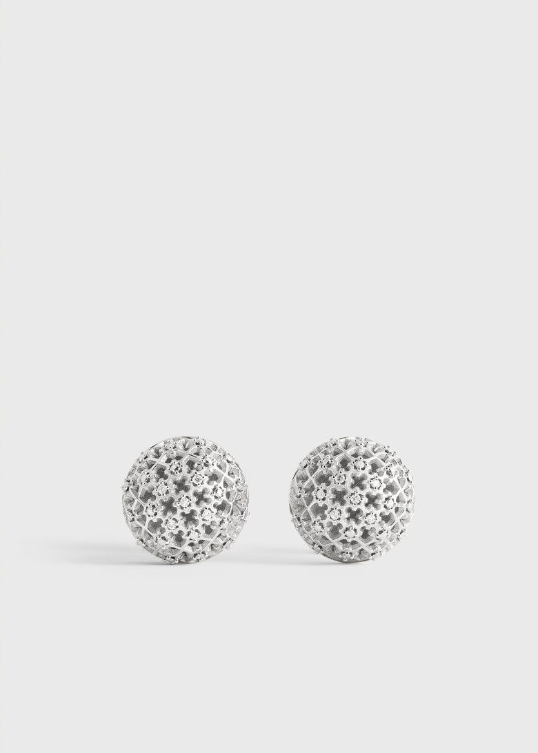 Diamond lace studs silver