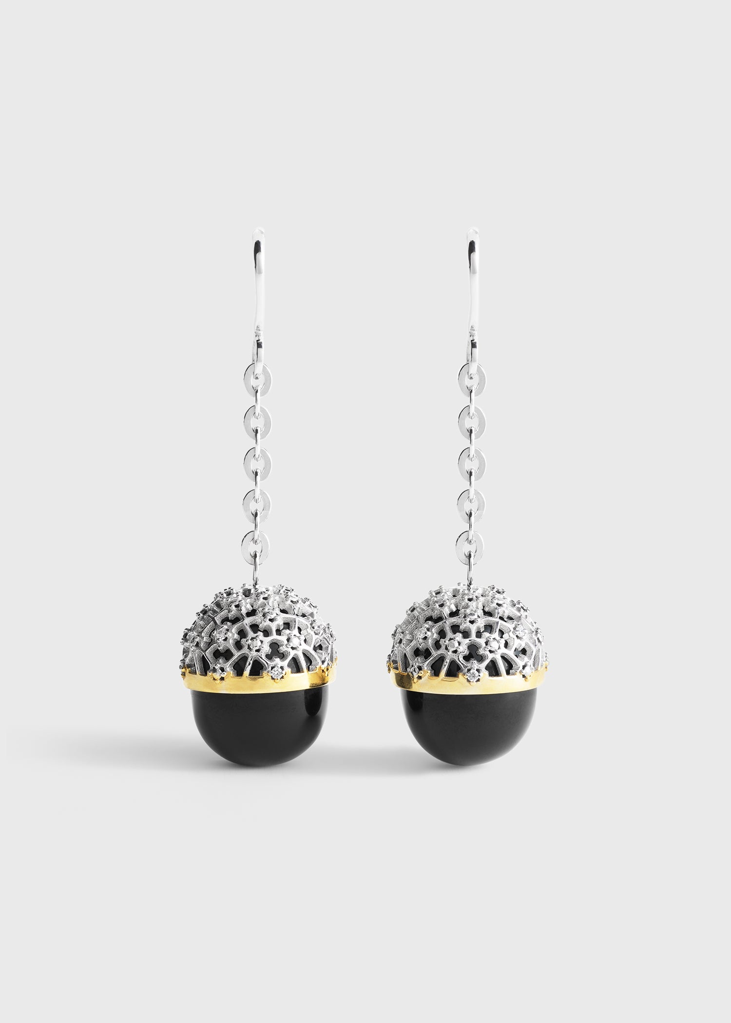 Diamond lace drops silver/black