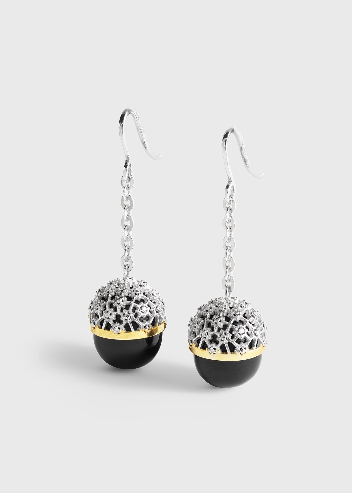 Diamond lace drops silver/black