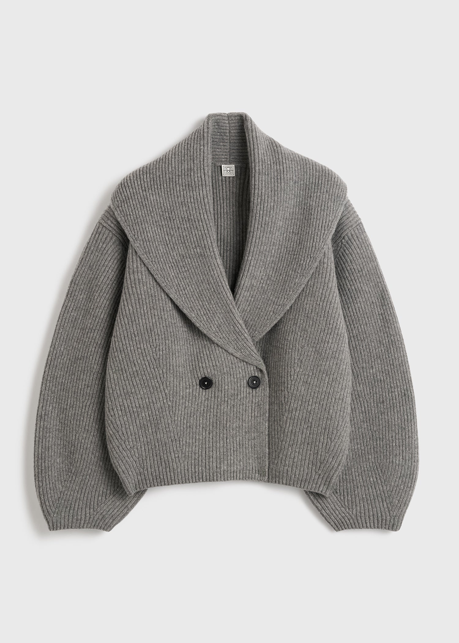 Shawl-lapel cardigan mid grey – TOTEME