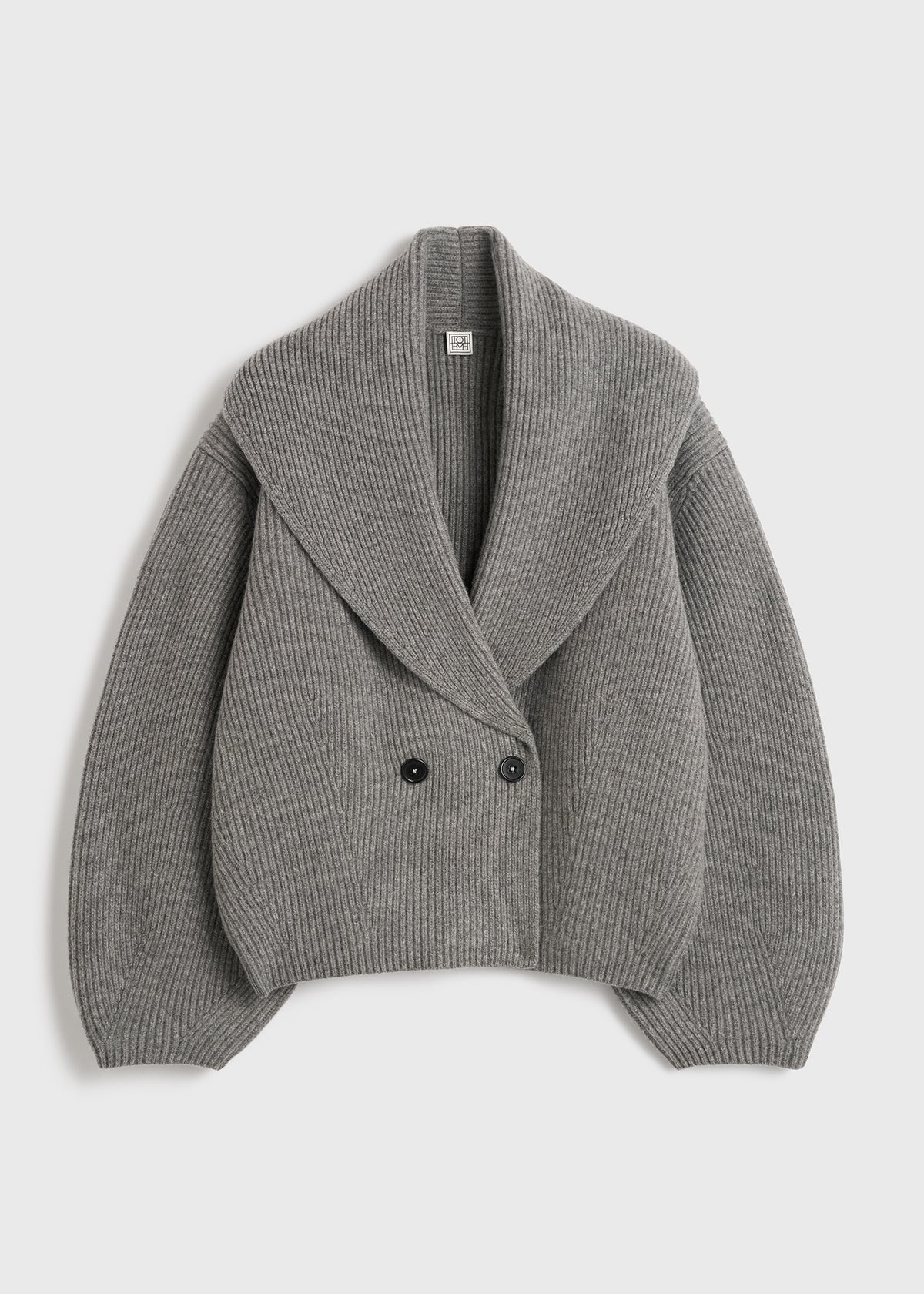 Shawl-lapel cardigan mid grey