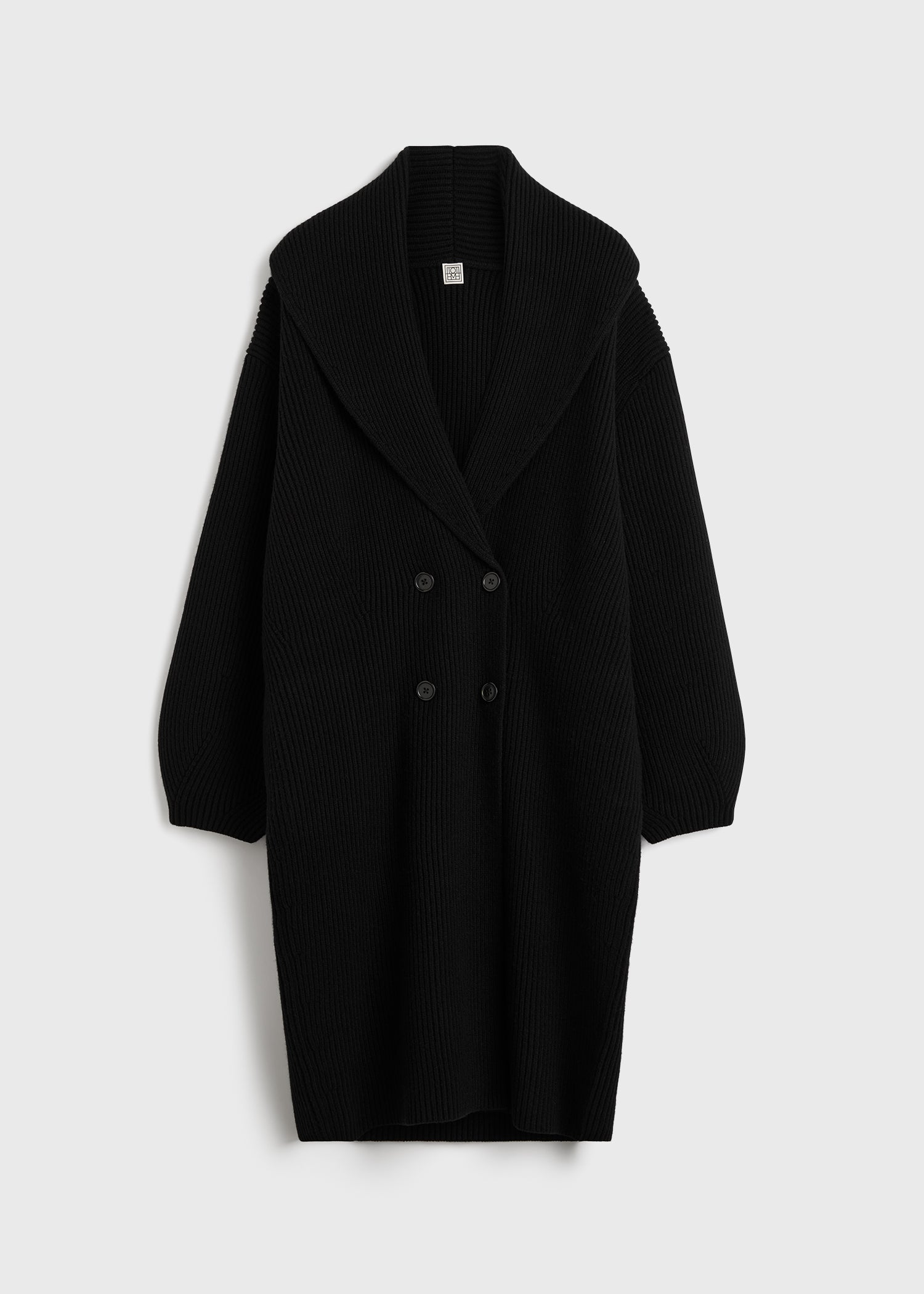 Long shawl-lapel cardigan black