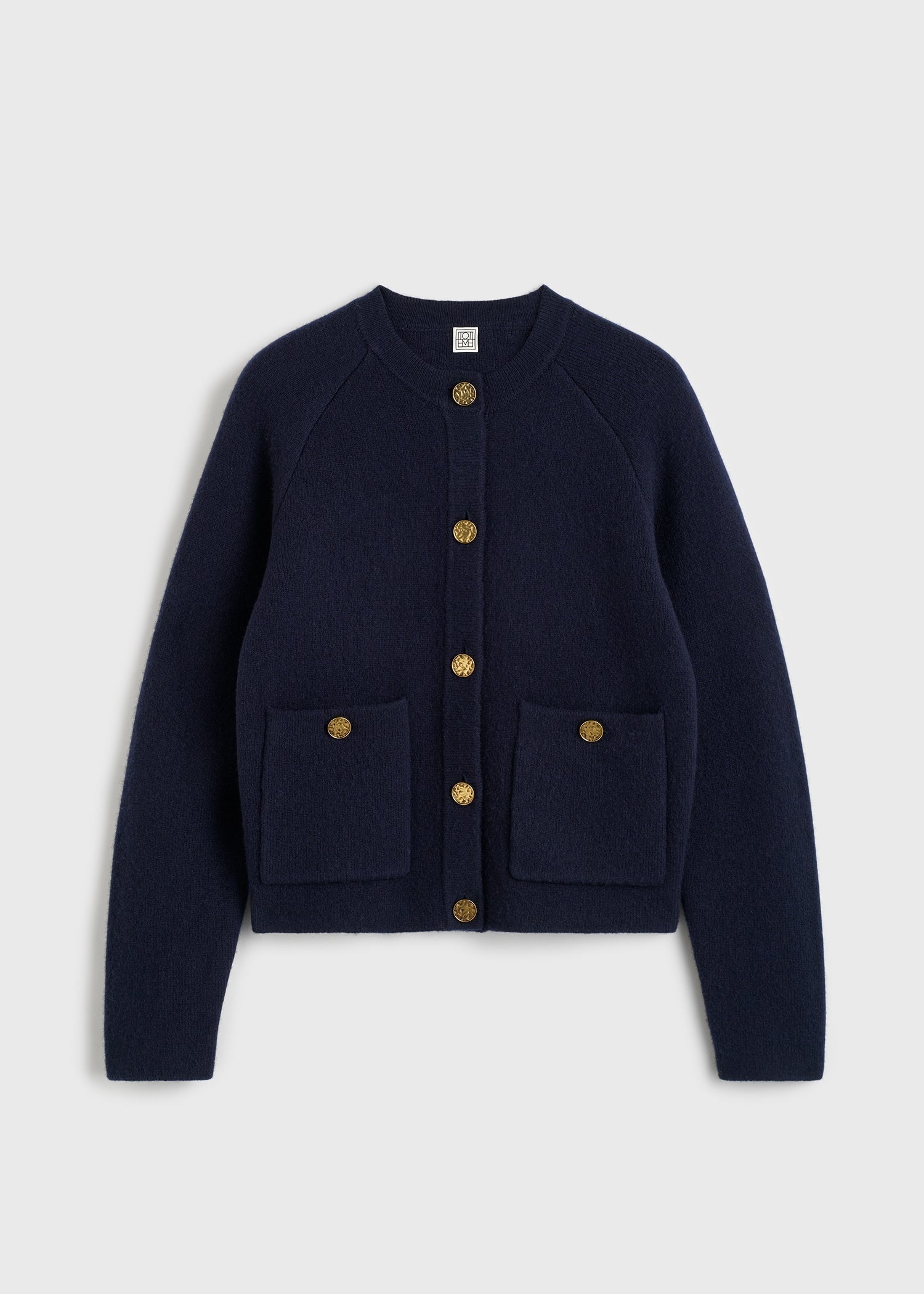 Hammered button cardigan navy