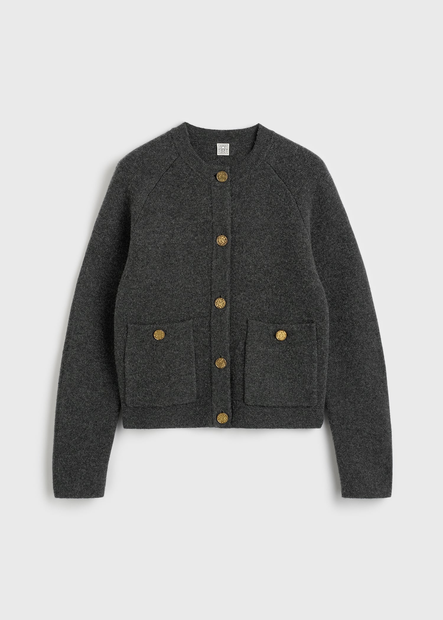 Hammered button cardigan charcoal – TOTEME