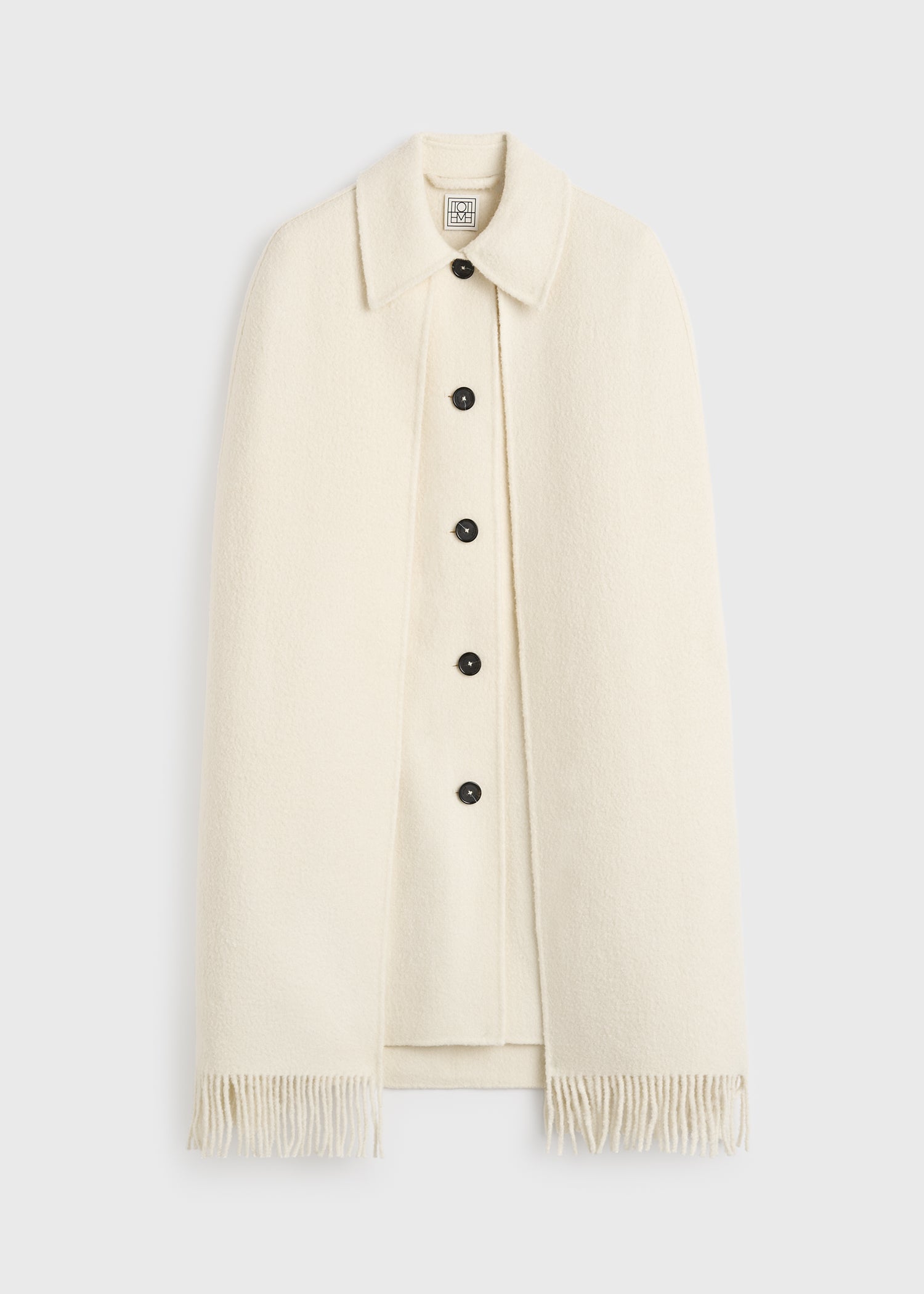 Fringe cape coat winter white