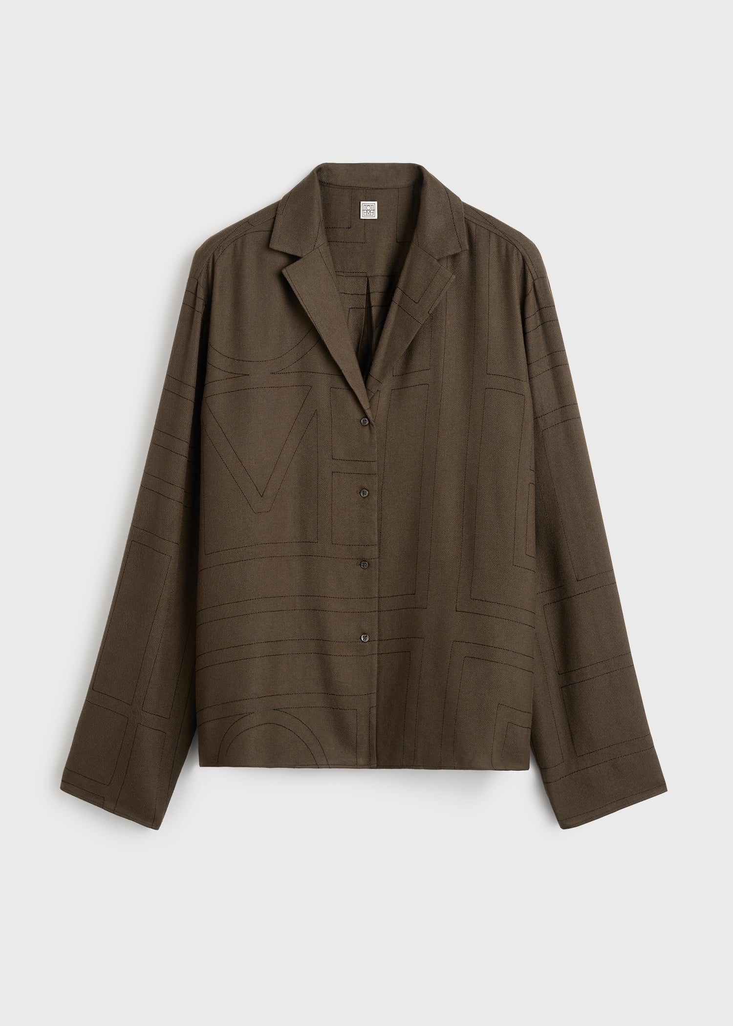 Monogram flannel pj top dark brown