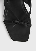 Bow satin sandals black