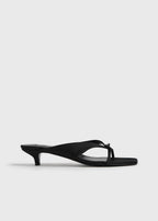 Bow satin sandals black