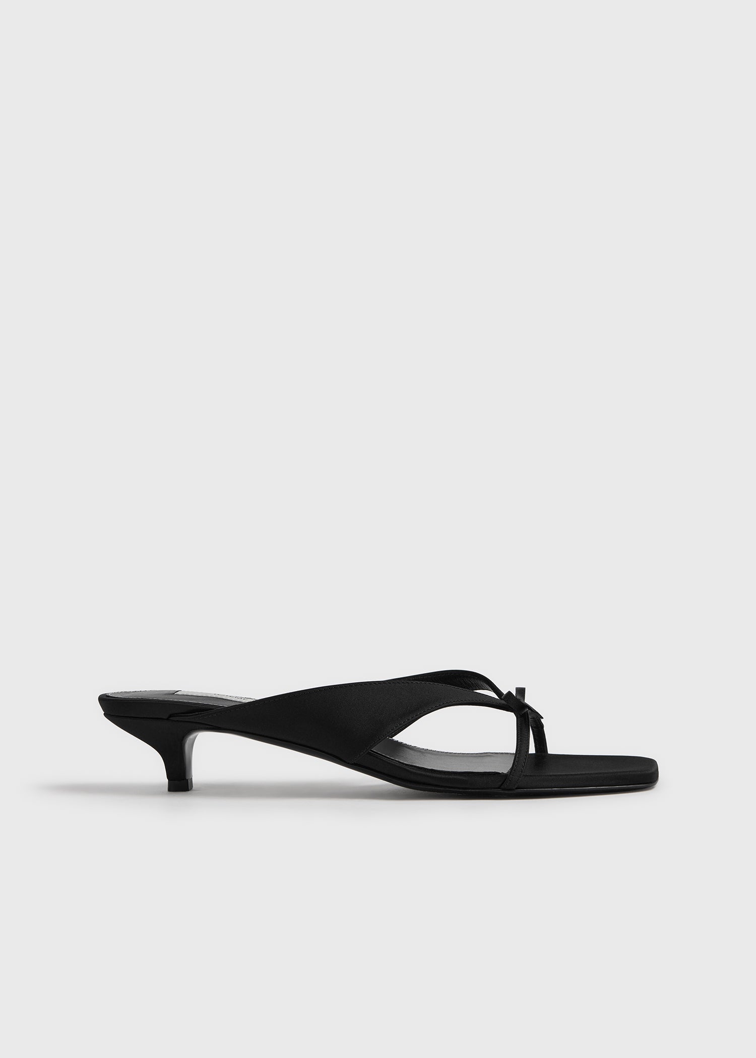 Bow satin sandals black